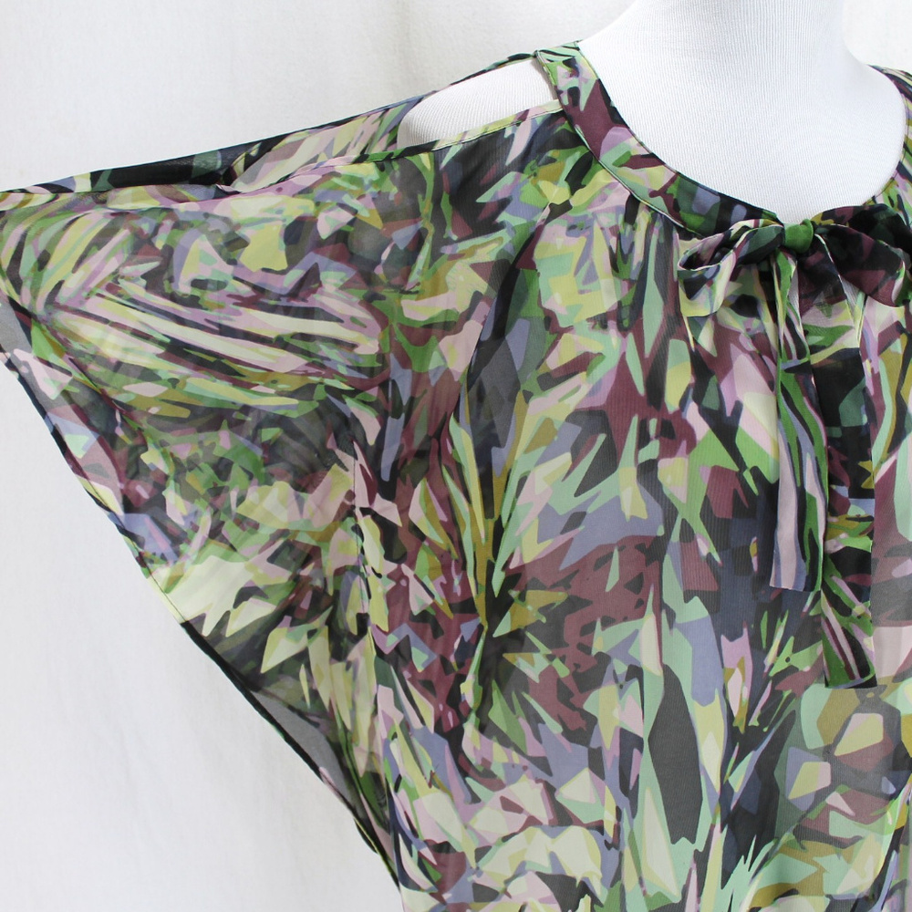 Jennifer Lopez Cold Shoulder Blouse Purple Green S - Picture 3 of 8